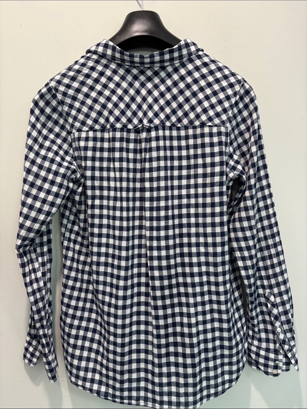 J.Crew Boy Shirt Navy White Gingham Plaid Button Down Cotton Size 8 - Picture 10 of 14